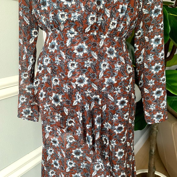 Veronica Beard Sazan Runway Asymmetric Ruffled Silk Chiffon Midi Dress Size 6 - Picture 4 of 13